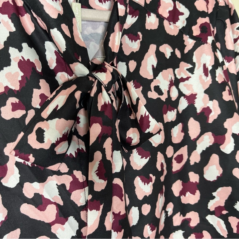 Charlie Paige Pink and Black Animal Print Blouse - Picture 11 of 11